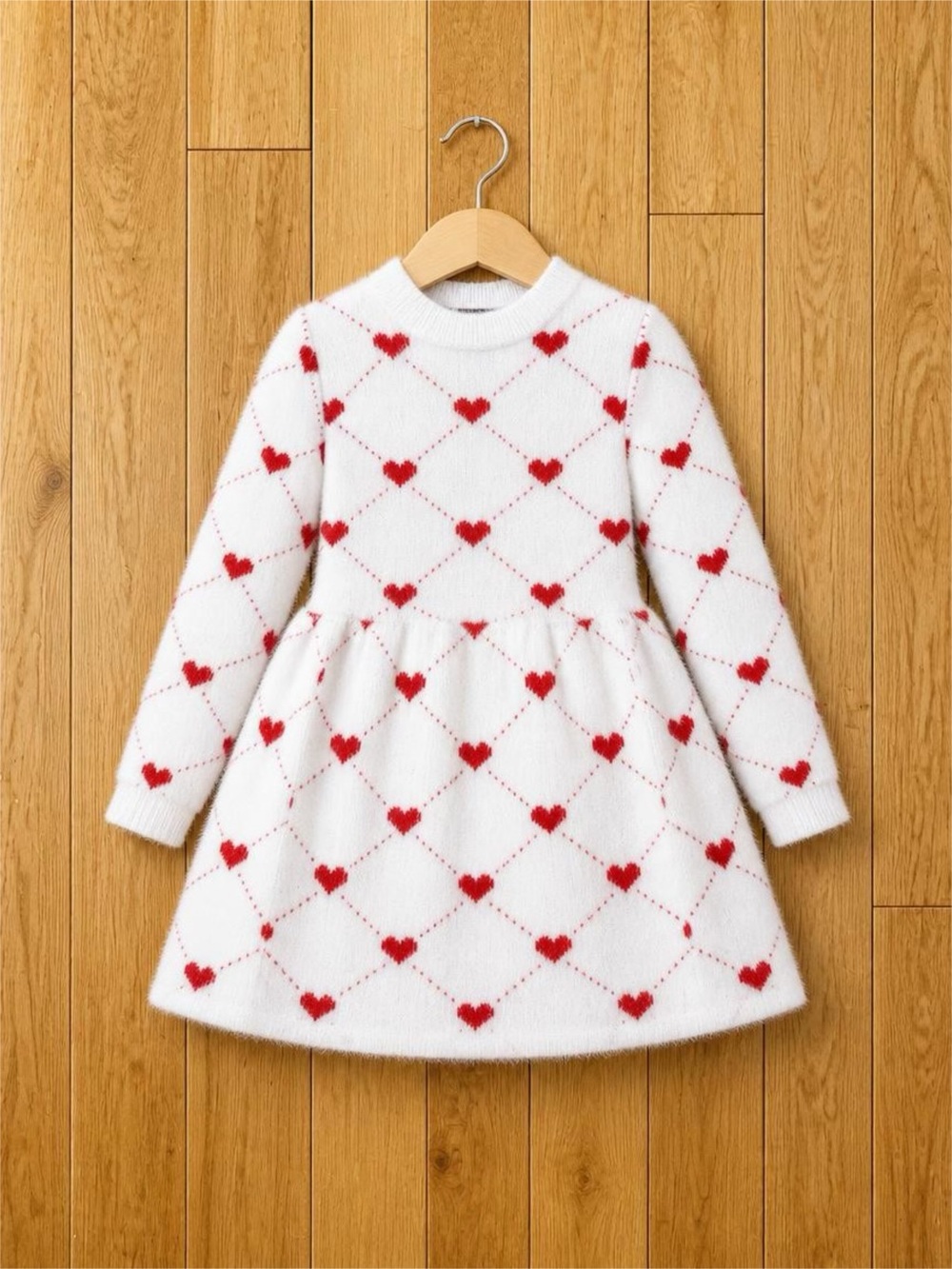 Lola and the Boys 7/8 Heart Fuzzy Sweater Dress 💕